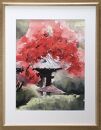 【紅（海蔵寺）】鎌倉の風景水彩画　[A3サイズ複製・額付]【ポイント交換専用】