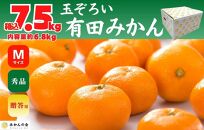 みかん Ｍサイズ 秀品 箱込 7.5kg (内容量約 6.8kg) 有田みかん 和歌山県産 産地直送 贈答用 【みかんの会】