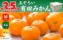 みかん Ｍサイズ 秀品 箱込 2.5kg (内容量約 2.3kg) 有田みかん 和歌山県産 産地直送 贈答用 【みかんの会】