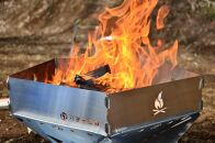 金属材料屋が創る、素材の美しさを生かした焚火台　ステンレスファイヤーピット【FP350】　ロストル＆風防セット