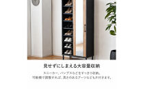 【ブラウン】シューズボックス&nbsp;シューズラック&nbsp;靴箱&nbsp;シューズ&nbsp;収納&nbsp;靴収納&nbsp;コレクションボード&nbsp;本棚&nbsp;棚収納&nbsp;可動棚&nbsp;鏡付き&nbsp;姿見付き&nbsp;ハイタイプ