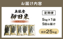 【復興支援】【定期便】(新米先行受付)【令和8年産】奥能登柳田米&nbsp;B2こしひかり&nbsp;5kg×5回（計25kg）