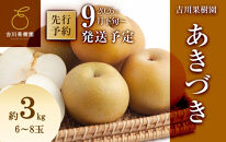 梨&nbsp;あきづき&nbsp;約3kg&nbsp;6～8玉&nbsp;2026年分先行予約&nbsp;9月下旬～順次発送&nbsp;吉川果樹園&nbsp;和梨&nbsp;なし&nbsp;ナシ&nbsp;秋月&nbsp;秋づき&nbsp;フルーツ&nbsp;果物&nbsp;産地直送&nbsp;旬&nbsp;旬の果物&nbsp;旬の味覚&nbsp;旬のフルーツ&nbsp;国産&nbsp;デザート&nbsp;甘さ&nbsp;酸味&nbsp;シャリ感&nbsp;ジューシー&nbsp;人気&nbsp;おすすめ&nbsp;数量限定&nbsp;季節限定