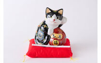 5号達磨招き猫　黒盛　（布団付）