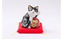 5号達磨招き猫　黒盛　（布団付）
