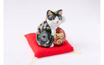 5号達磨招き猫　黒盛　（布団付）