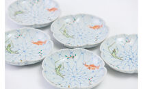 5寸モッコ型皿揃　網魚文（5枚組）