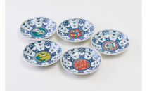 ４号皿揃　染付瓔珞文時代画風
