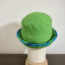 カラフルで被り心地抜群のカジュアル帽子(１点もの)　【カラー：2.グリーン×ブルーライン】