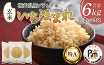 【令和5年産】いちほまれ 玄米 2kg×3袋（計6kg）《新鮮な高品質米をお届け！》／ 福井県産 ブランド米 ご飯
