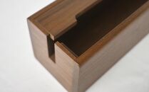 天然木使用 木製 ケーブルボックス (大)（ウォルナット） 蓋付き_01729
