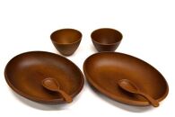 こもれび&nbsp;木目調プレート&スープボール＆スプーンBRセット&nbsp;【TN93】