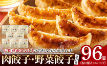  長期熟成にんにくの芳醇な旨味が決め手 肉餃子・野菜餃子詰合せ　96個入り （肉餃子・野菜餃子　各12個入×4パック）|餃子 肉 野菜 セット ニンニク おいしい 送料無料 東京 八王子