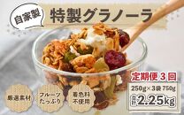 ＜定期便3回＞自家製 フルーツグラノーラ 250g×3袋 750g（計2.25kg）《配合や素材にこだわり1つ1つ手作り！》／着色料不使用 オーガニック 果物 ドライフルーツ オートミール ヨーグルト 牛乳