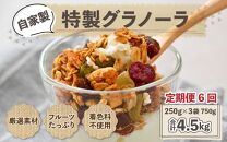 ＜定期便6回＞自家製 フルーツグラノーラ 250g×3袋 750g（計4.5kg）《配合や素材にこだわり1つ1つ手作り！》／ 着色料不使用  オーガニック 果物 ドライフルーツ オートミール ヨーグルト 牛乳