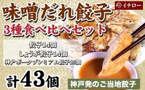 [ギョーザ専門店イチロー] 神戸味噌だれ餃子3種（計43個）食べ比べセット