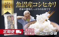 DH12&nbsp;【定期便】&nbsp;新潟県&nbsp;魚沼産&nbsp;コシヒカリ&nbsp;お米&nbsp;&nbsp;30kg×計6回&nbsp;精米済み&nbsp;半年&nbsp;毎月発送&nbsp;こしひかり（お米の美味しい炊き方ガイド付き）