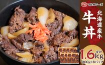 【北海道産牛】牛丼 小分け 計1.6キロ！（200g×8）