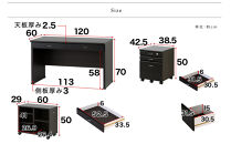 システムデスク 幅120 鍵付き ホワイト aku100404202