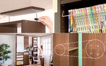 デスク付き 突っ張り耐震本棚 幅60 奥行26 ホワイトオーク aku100672004