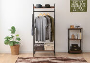 ハンガーラック&nbsp;1段&nbsp;スタイルハンガー&nbsp;2WAYタイプ&nbsp;プレミアム&nbsp;棚板・メッシュパネル付き&nbsp;アイリスオーヤマ&nbsp;衣類収納&nbsp;お客様組立商品&nbsp;PI-B4&nbsp;ブラック