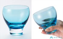 DW004【藤巻百貨店】深川硝子工芸/国産クリスタルグラス「GOKAN」Fujimaki Blue（OWAN）