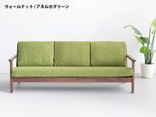 コペンハーゲン01 3Pソファ ウォールナット／アネルカグリーン 幅195 奥行76 高さ70