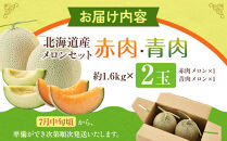 【26年発送先行予約】北海道産赤肉・青肉メロン2玉セット(各約1.6kg×1玉)&nbsp;(2026年7月中旬から発送開始予定)&nbsp;【メロン&nbsp;赤肉&nbsp;赤肉メロン&nbsp;青肉&nbsp;レッドメロン&nbsp;グリーンメロン&nbsp;果物&nbsp;フルーツ&nbsp;糖度&nbsp;甘い&nbsp;旬&nbsp;2玉&nbsp;デザート&nbsp;旭川市ふるさと納税&nbsp;北海道ふるさと納税&nbsp;旭川市&nbsp;北海道】_02062