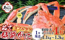 【1月発送限定】茹で越前がに 1杯 1.1kg～1.3kg《新鮮！茹でたてを発送》／ 高級 福井 ブランド ズワイガニ 黄色タグ ボイル 冷蔵 蟹 カニ 期間限定 【最終受付1月28日まで】