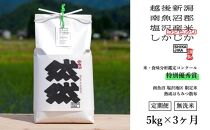 【定期便】無洗米5kg x 全3回　南魚沼産コシヒカリ　然然