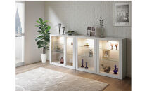 ミュージアム&nbsp;幅119cm&nbsp;カウンター下収納&nbsp;コレクションボード&nbsp;ガラス棚&nbsp;収納棚&nbsp;キャビネット&nbsp;高級&nbsp;大川家具&nbsp;壁面収納&nbsp;LEDライト&nbsp;&nbsp;【開梱設置】