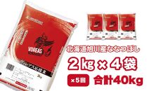 【全5回定期便】ヴォレアス北海道 応援米（旭川産ななつぼし2kg×4袋）計40kg【プロスポーツ選手も愛用!!】_01934