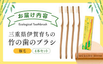 MEGURU 竹の歯ブラシ 豚毛 4本セット