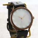 陶器 【信楽焼】で作る腕時計　大切に愛用したい「伝統工芸品」　文字盤：白　ベルトカラー：黒　WJ010X 白-黒