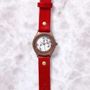 伝統工芸品【西陣織 白】の文字盤が美しい腕時計　干支インデックス　ベルトカラー：赤　WJ001L 西陣白-赤