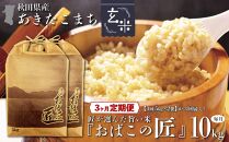 ※令和6年産 新米予約※ 【３ヶ月定期便】秋田県産おばこの匠あきたこまち　10kg （5kg×2袋）玄米