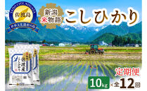 【12ヶ月連続お届け】新潟米物語佐渡産コシヒカリ（10kg（5kg×2））