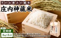 【定期便 全3回】庄内神蔵米（精米）4kg（2kg×2袋）×3回