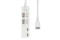 電源タップ　耐雷サージ　USBポート付きスイッチ付きタップ　USB×2ポート　2個口2ｍ　WBK-2232SUA(W)