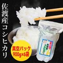 【令和6年度産新米】佐渡羽茂産コシヒカリ そのまんま真空パック 900g×6袋セット