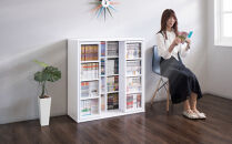 スライド本棚&nbsp;ダブル&nbsp;ホワイトオーク&nbsp;AKU100549803