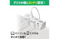 電源タップ　耐雷サージ　USBポート付き　スイッチ付き　卓上　USB×2ポート　4個口2ｍ　WLS-DS4232SUA(W)