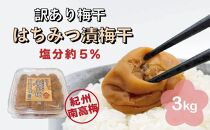 訳あり梅干　はちみつ漬蜜宝梅　3kg(500g×6)　紀州南高梅　ご家庭用　塩分約5％　B-203