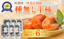 【先行予約】佐渡・松丘農園の「種なし干し柿」300ｇ（Lサイズ8個入り×6パック）