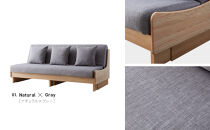 トゥデイ2&nbsp;ソファベッド&nbsp;180cm&nbsp;同色らくらくカバー付き：NA×グレー【モーブル】【大川家具】