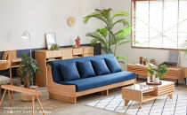 トゥデイ2&nbsp;ソファベッド&nbsp;200cm&nbsp;同色らくらくカバー付き：NA×ネイビー【モーブル】【大川家具】