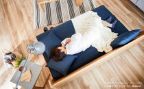 トゥデイ2&nbsp;ソファベッド&nbsp;180cm&nbsp;同色らくらくカバー付き：NA×ネイビ【モーブル】【大川家具】