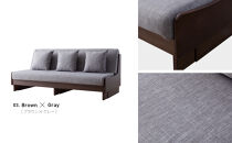 トゥデイ2&nbsp;ソファベッド&nbsp;180cm&nbsp;同色らくらくカバー付き：BR×グレー【モーブル】【大川家具】