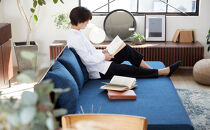 トゥデイ2&nbsp;ソファベッド&nbsp;180cm&nbsp;同色らくらくカバー付き：BR×ネイビー【モーブル】【大川家具】