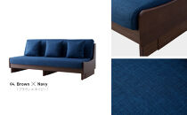 トゥデイ2&nbsp;ソファベッド&nbsp;180cm&nbsp;同色らくらくカバー付き：BR×ネイビー【モーブル】【大川家具】